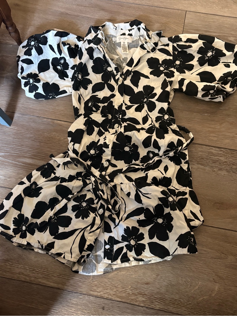 Jessica Simpson Black and White Floral Mini Dress